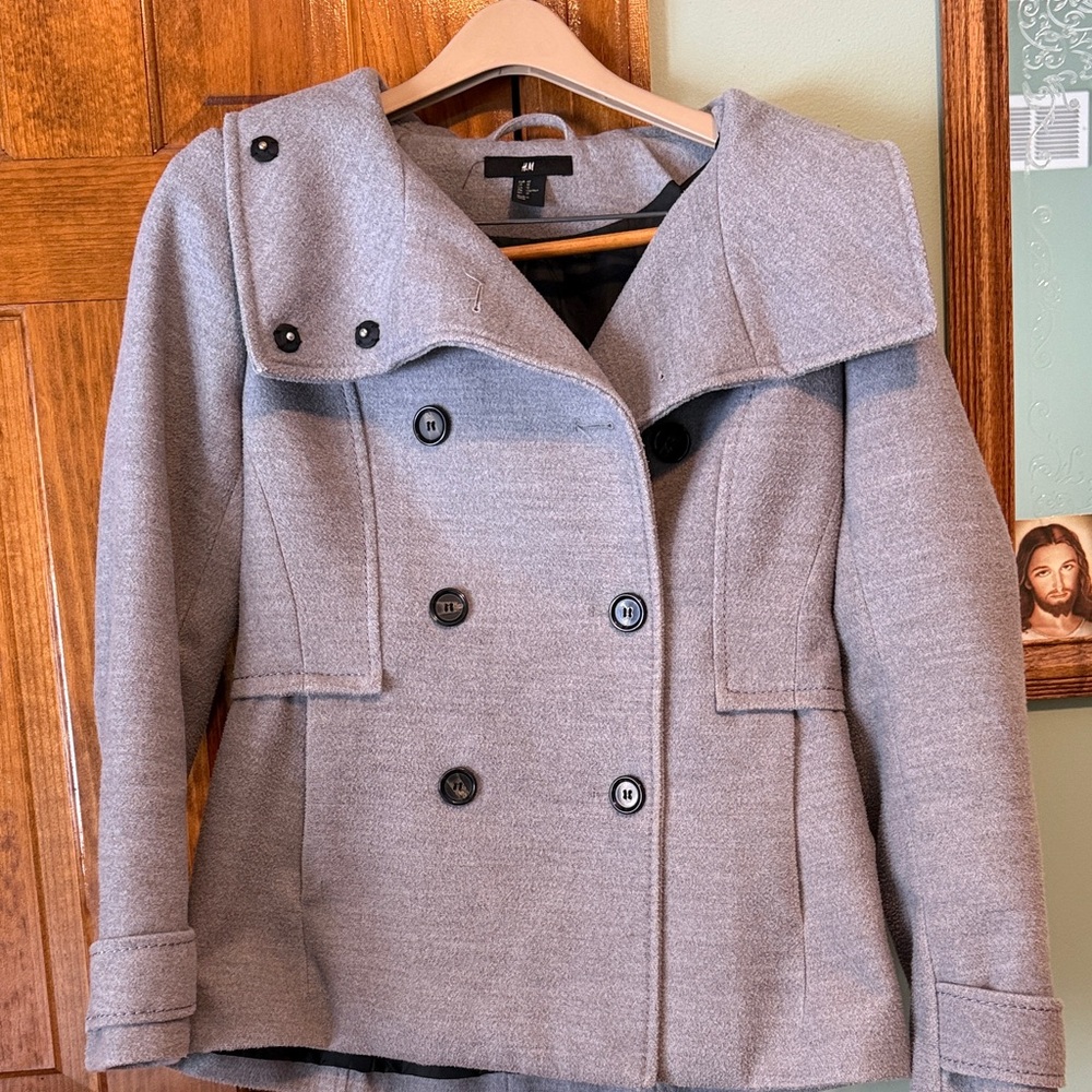 H&M Women's Classic Gray Peacoat
